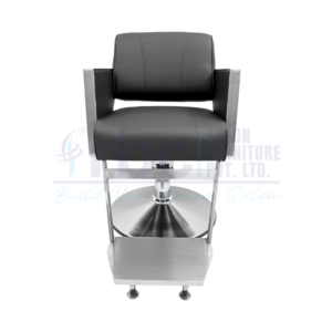 RBC 439 Modern Black Hydraulic Salon Chair with Brushed Stainless Steel Frame Side View