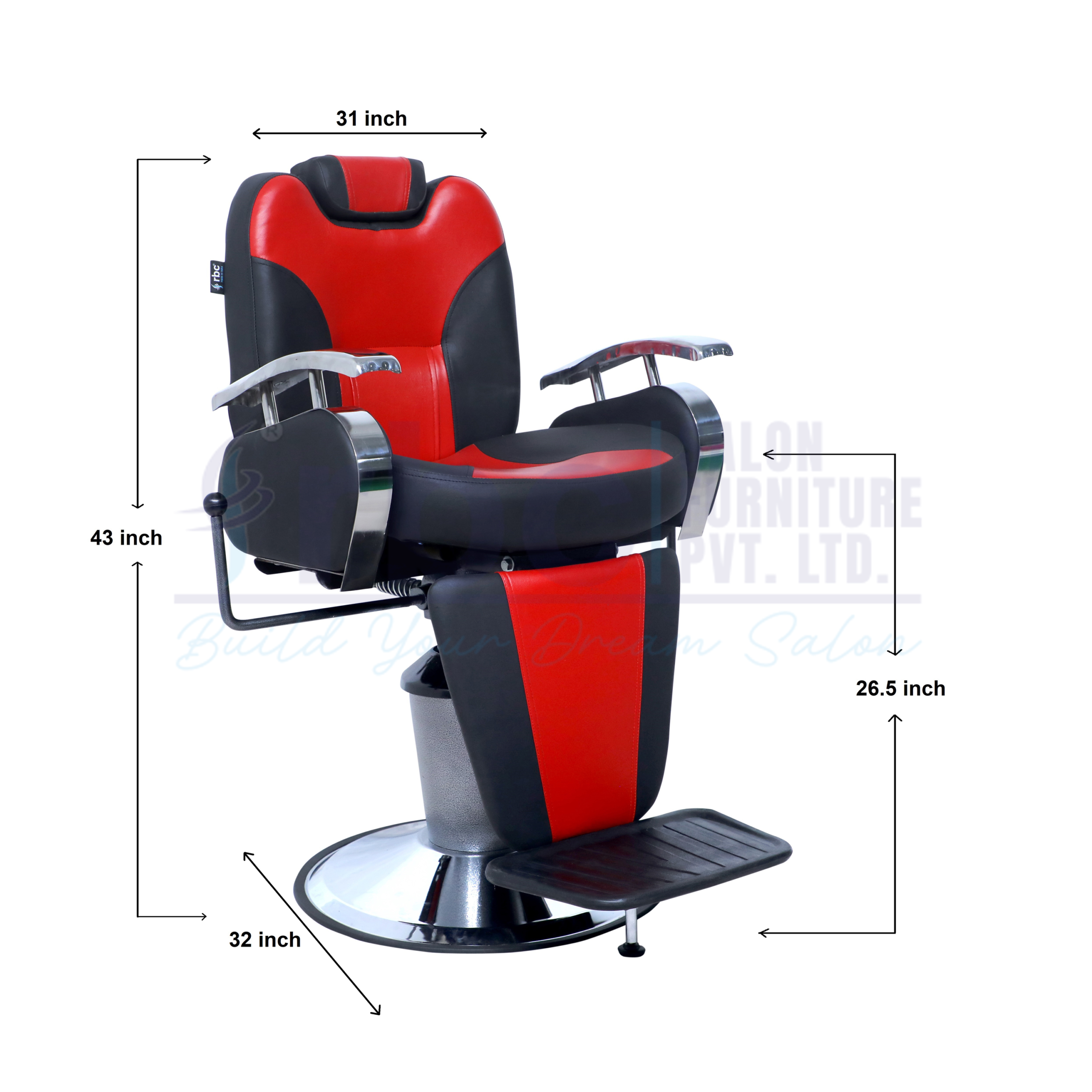 rbc 202 a r red & black hydraulic barber chair d