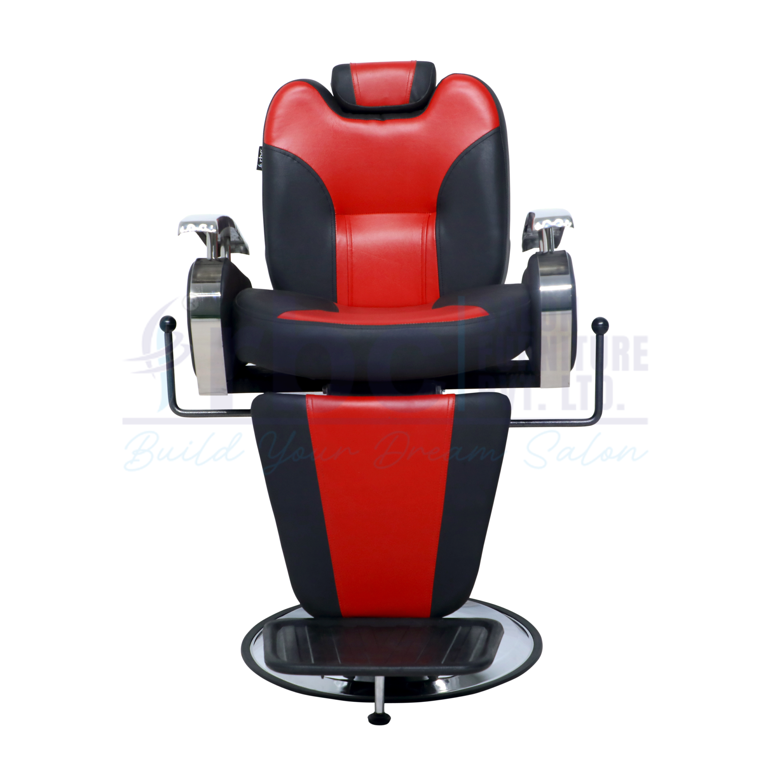 RBC 202-A R Dual Tone Red and Black Hydraulic Barber Chair with Round Base