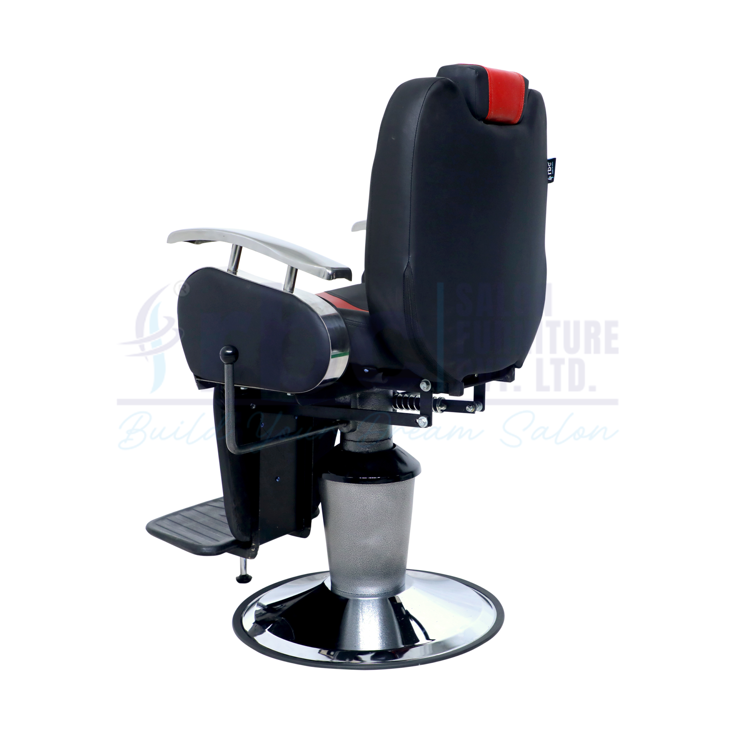 RBC 202-A R Dual Tone Red and Black Hydraulic Barber Chair with Round Base
