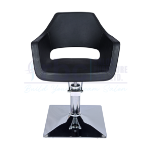 RBC 232 Black Hydraulic Salon Chair with Curved Open Back Design and Chrome Square Base