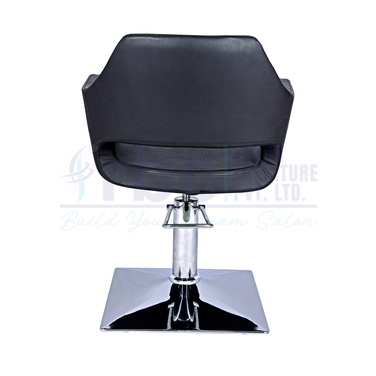 RBC 232 Black Hydraulic Salon Chair with Curved Open Back Design and Chrome Square Base