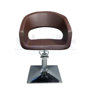 RBC 234 Brown Hydraulic Salon Chair Back View showing open back design and hydraulic pump