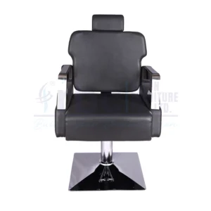 RBC 239 Black Reclining Hydraulic Salon Chair with Chrome Square Base and Adjustable Headrest