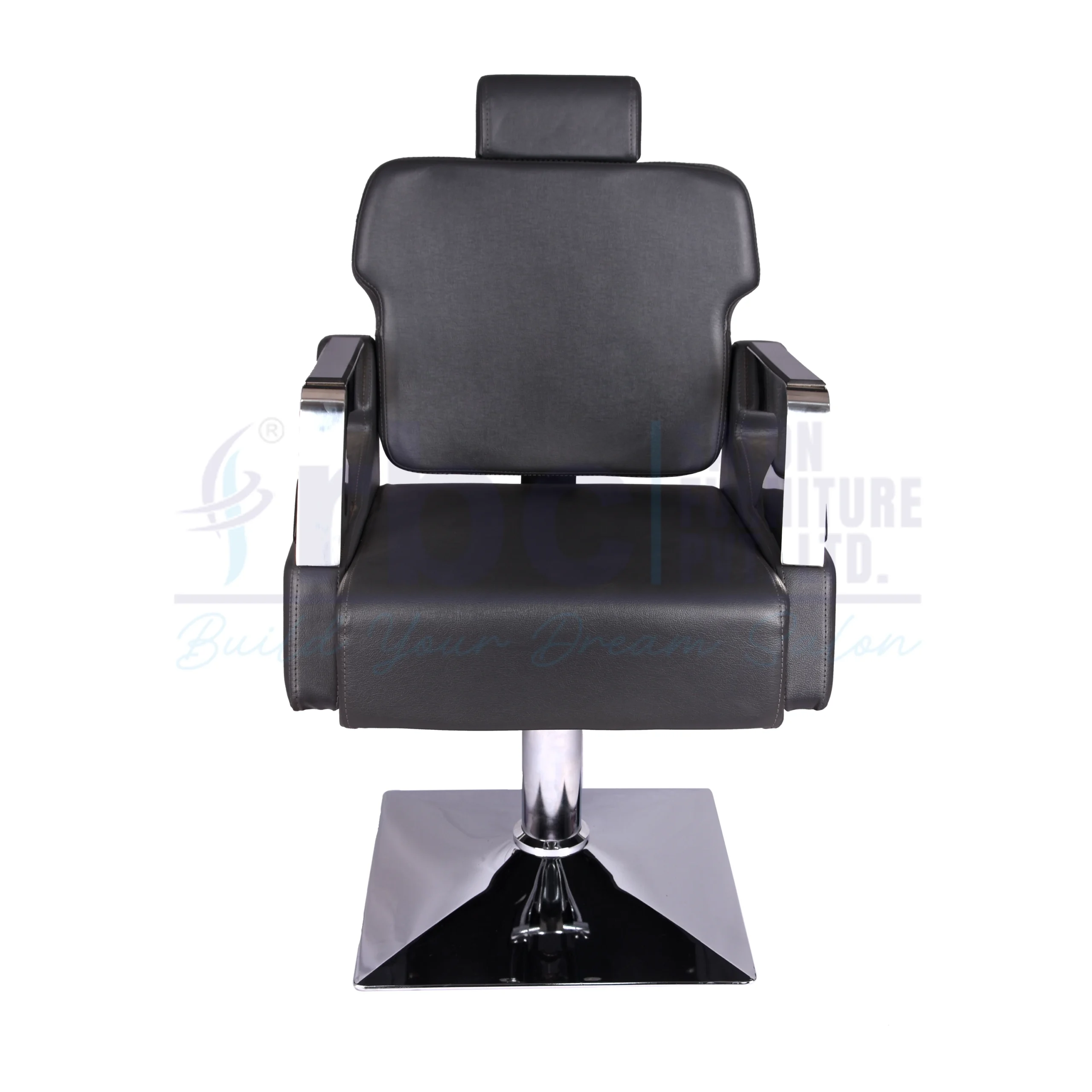 RBC 239 Black Reclining Hydraulic Salon Chair with Chrome Square Base and Adjustable Headrest