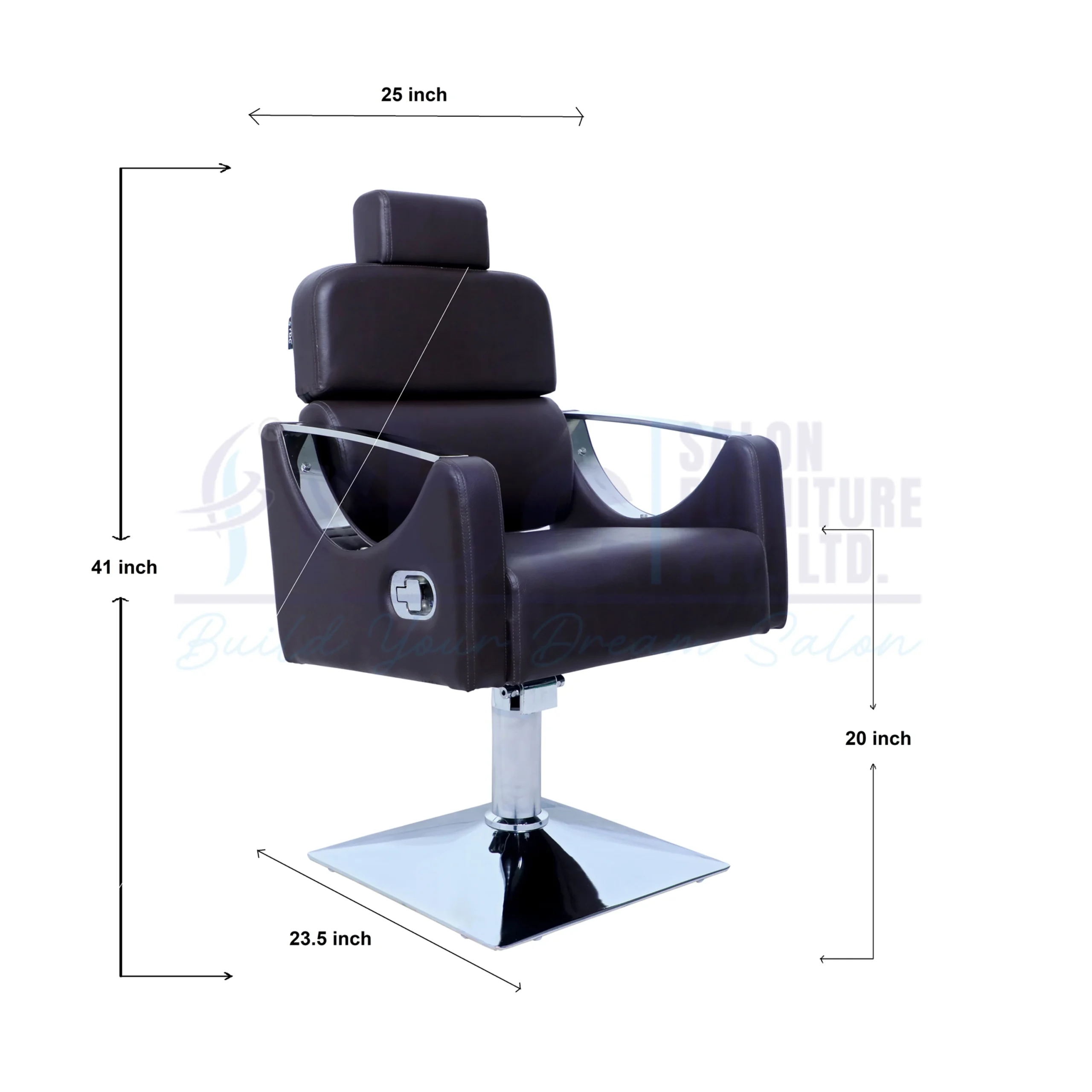 RBC 249 Black Reclining Hydraulic Salon Chair with Adjustable Headrest and Chrome Square Base