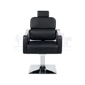 RBC 249 Black Reclining Hydraulic Salon Chair with Adjustable Headrest and Chrome Square Base