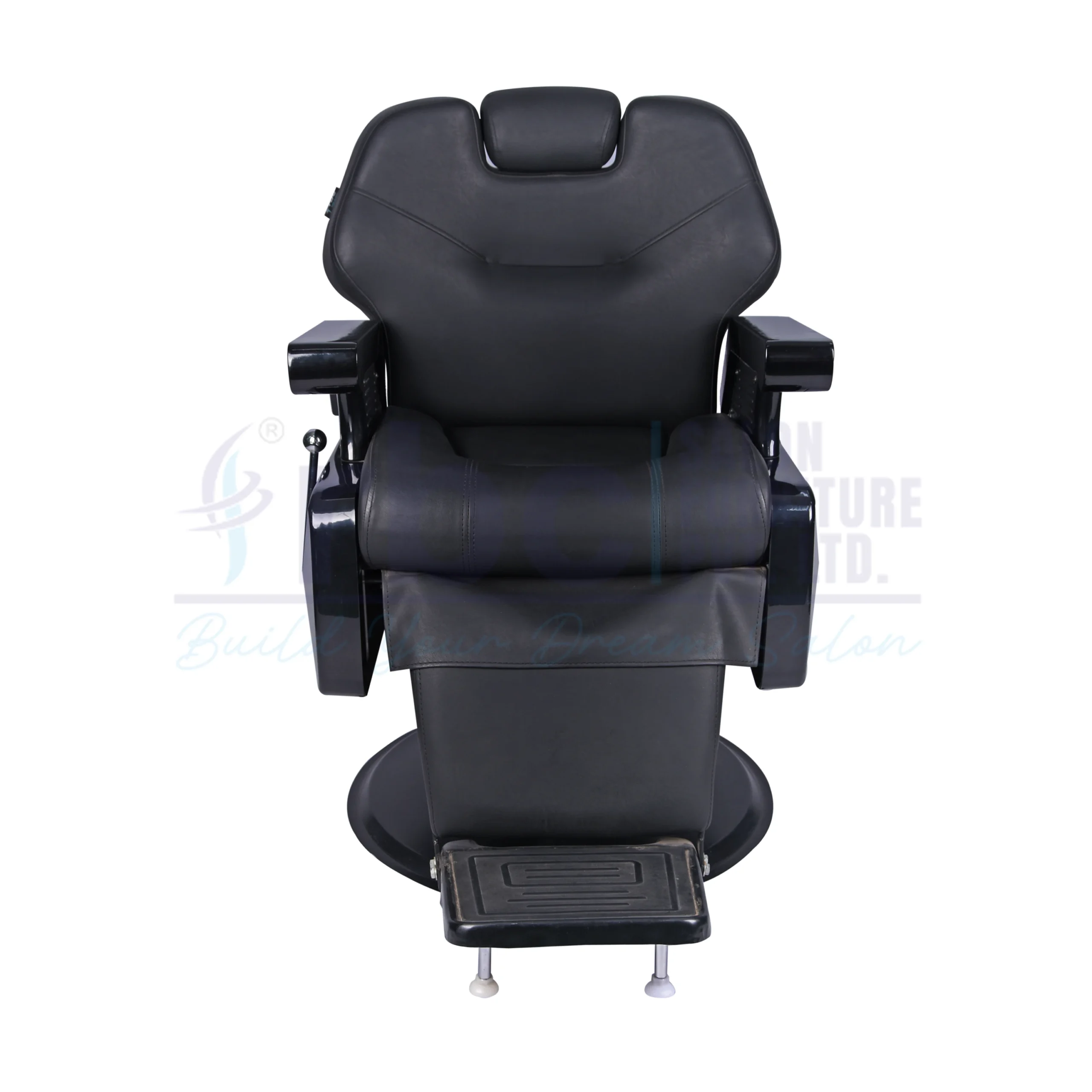 RBC 252 Heavy-Duty All-Black Reclining Hydraulic Barber Chair with Round Base