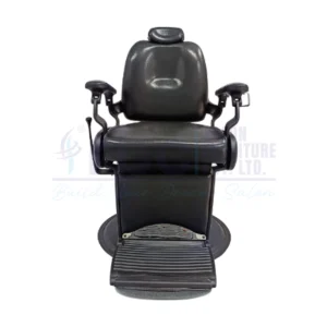 RBC 280 Black Reclining Hydraulic Salon Chair with Chrome Square Base and Adjustable Headrest