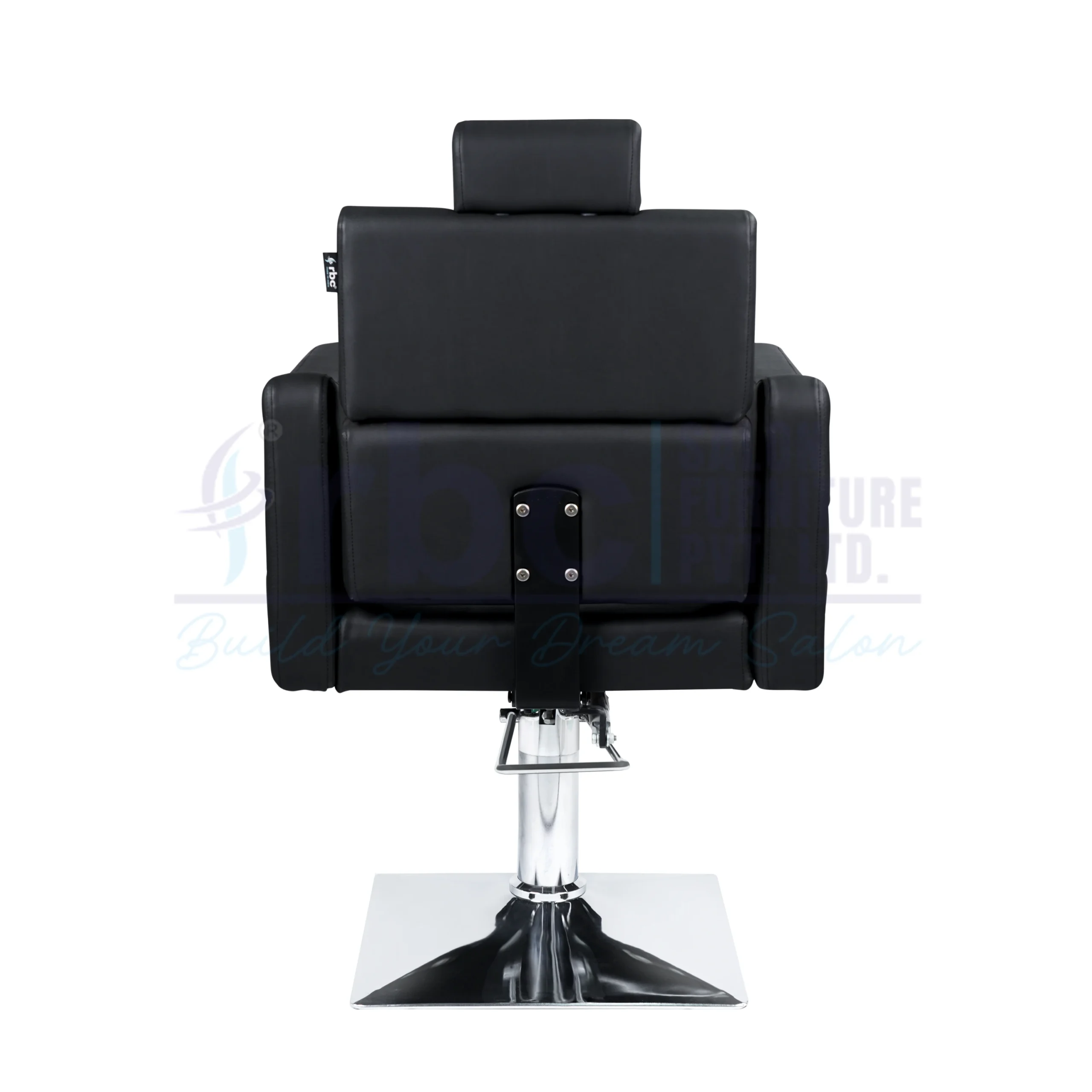 RBC 291 Black Tufted Hydraulic Salon Chair with Gold Studs and Heavy-Duty Chrome Square Base