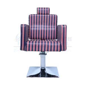 RBC 401 Barber Pole Striped Hydraulic Salon Chair with Headrest Cushion and Square Chrome Base