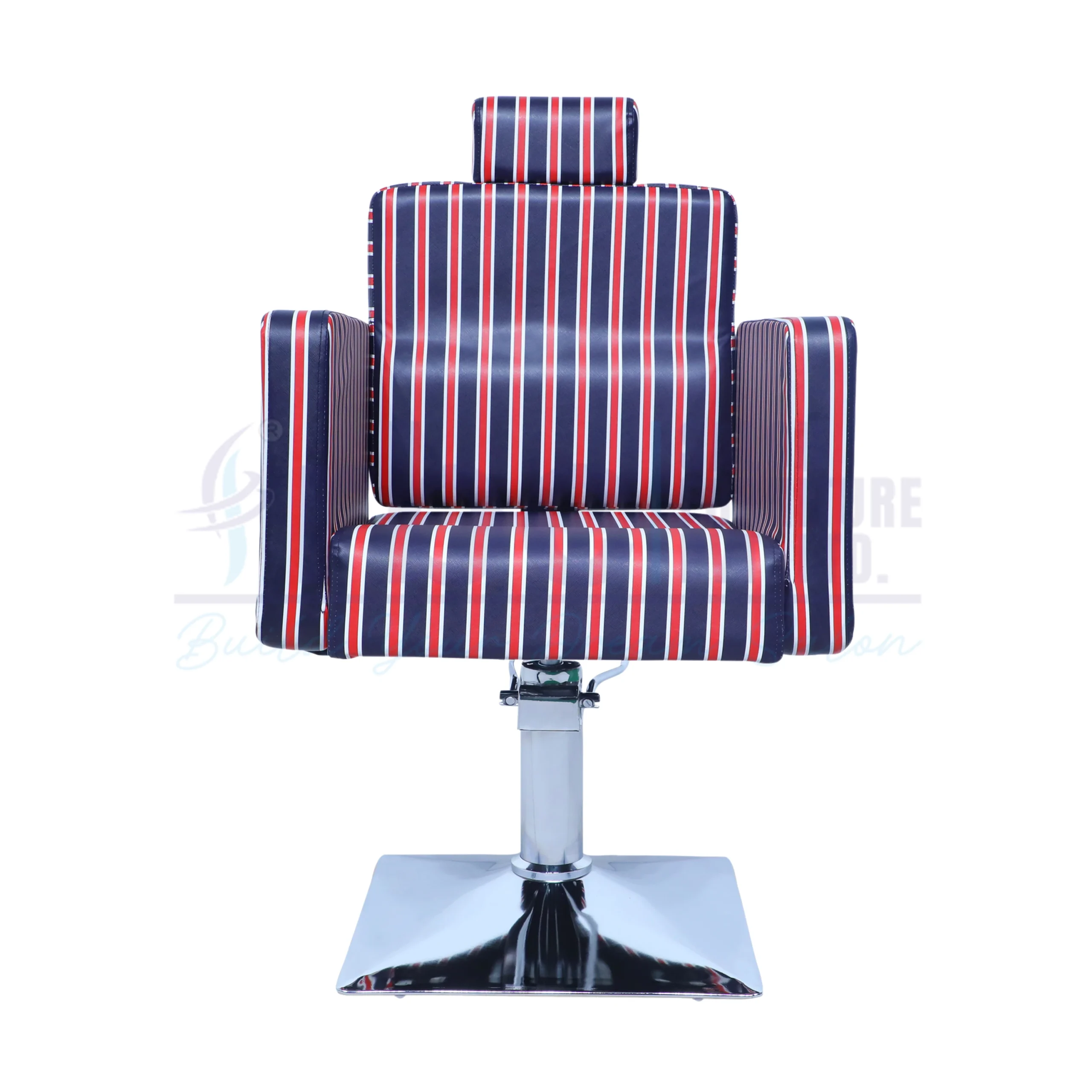 RBC 401 Barber Pole Striped Hydraulic Salon Chair with Headrest Cushion and Square Chrome Base