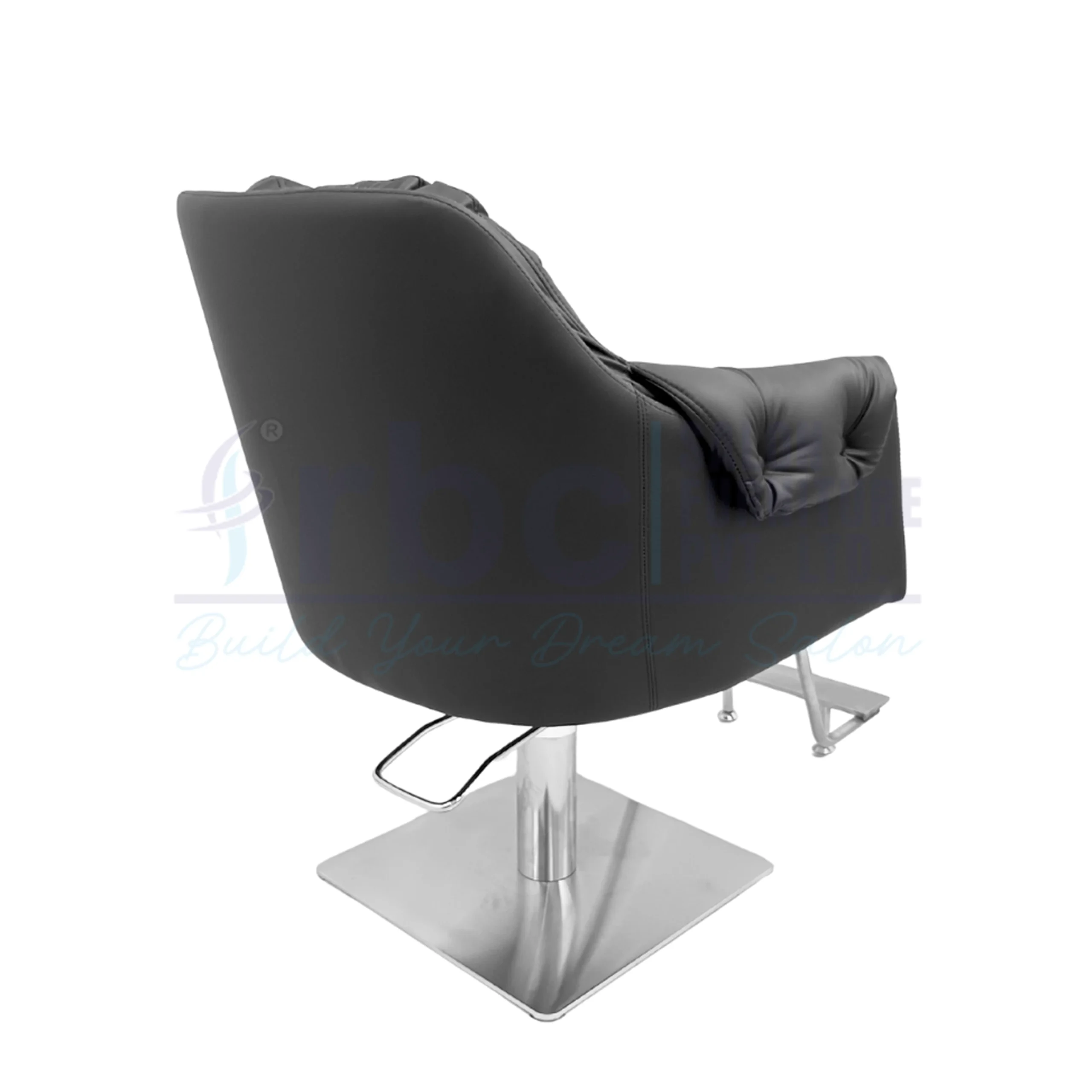 RBC 414 Black Ultra Plush Hydraulic Salon Chair with Stainless Steel Footrest and Square Base