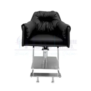 RBC 414 Black Ultra Plush Hydraulic Salon Chair with Stainless Steel Footrest and Square Base