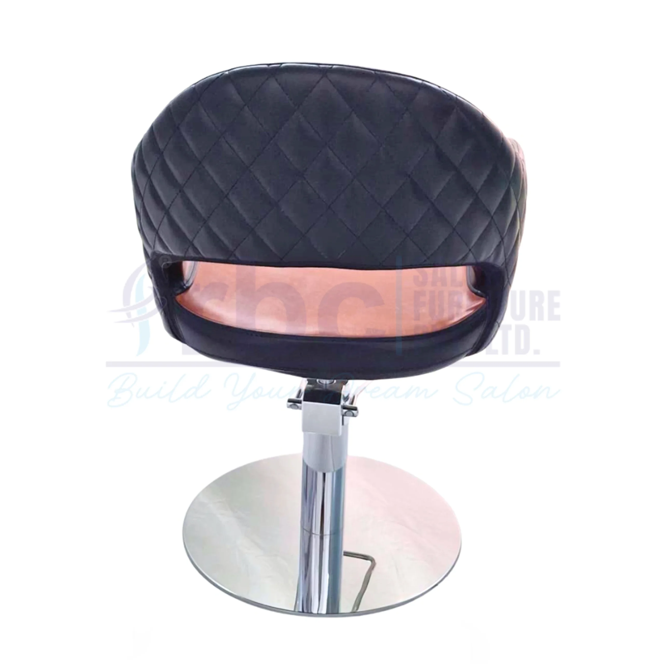 RBC 418 Dual Tone Black and Tan Brown Hydraulic Salon Chair with Diamond Quilted Back and Round Chrome Base