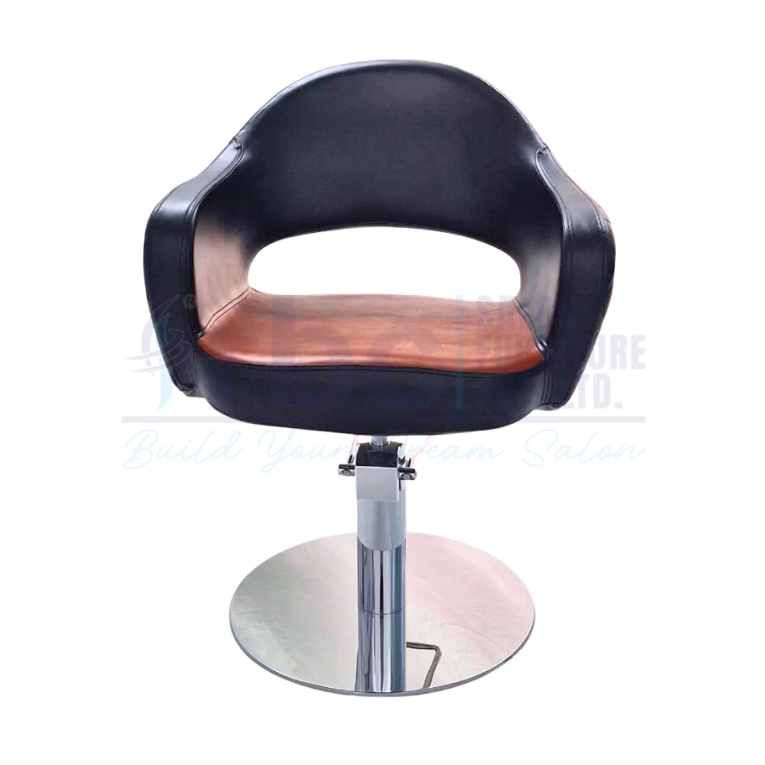 Home RBC 418 Dual Tone Black and Tan Brown Hydraulic Salon Chair with Diamond Quilted Back and Round Chrome Base
