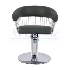 RBC 419 Dark Grey Hydraulic Salon Chair with Chrome Wireframe Cage Back and Round Base