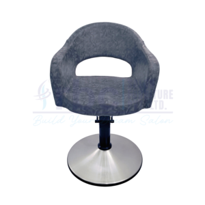 RBC 432 Distressed Grey Hydraulic Salon Styling Chair with Open Back Cutout and Round Base
