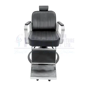 RBC 434 Heavy Duty Black Hydraulic Barber Chair with Round Base and Footrest