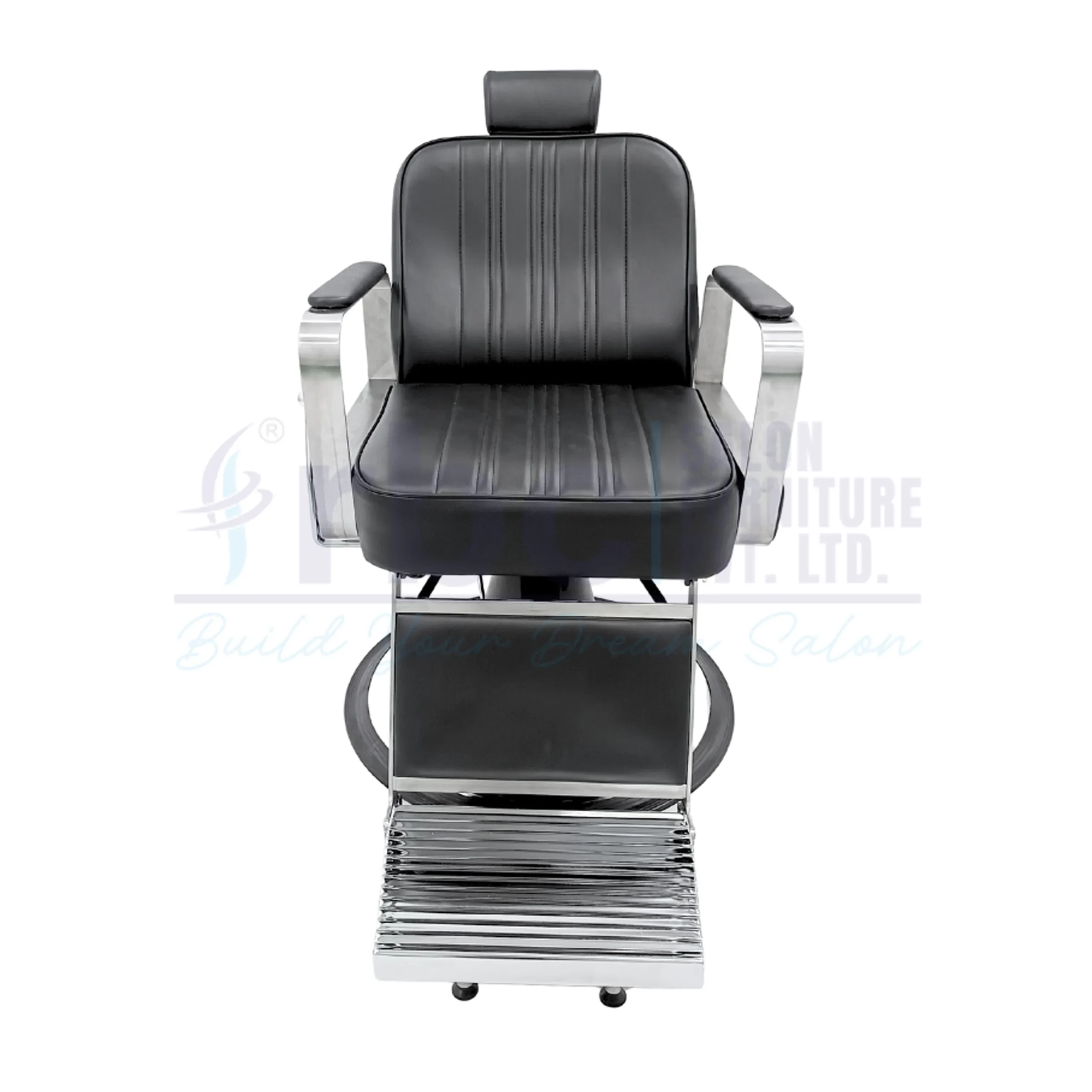 RBC 434 Heavy Duty Black Hydraulic Barber Chair with Round Base and Footrest