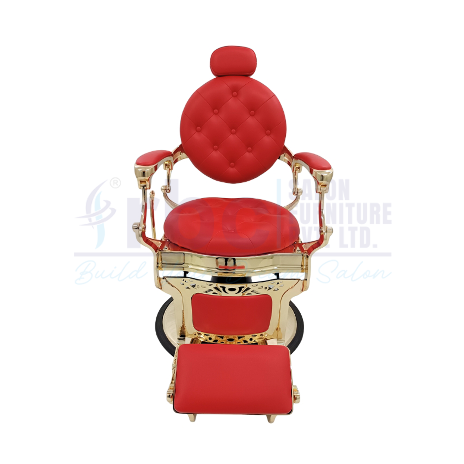 RBC 435 Golden and Red Luxury Antique Hydraulic Barber Chair