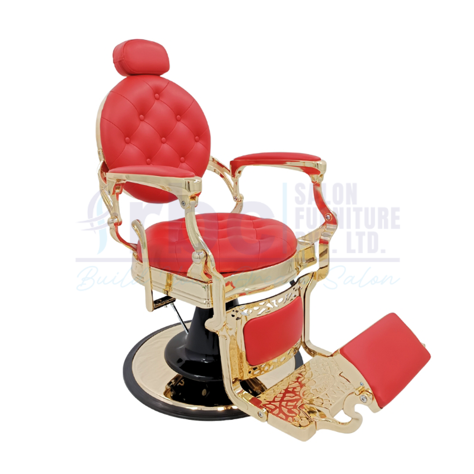 RBC 435 Golden and Red Luxury Antique Hydraulic Barber Chair