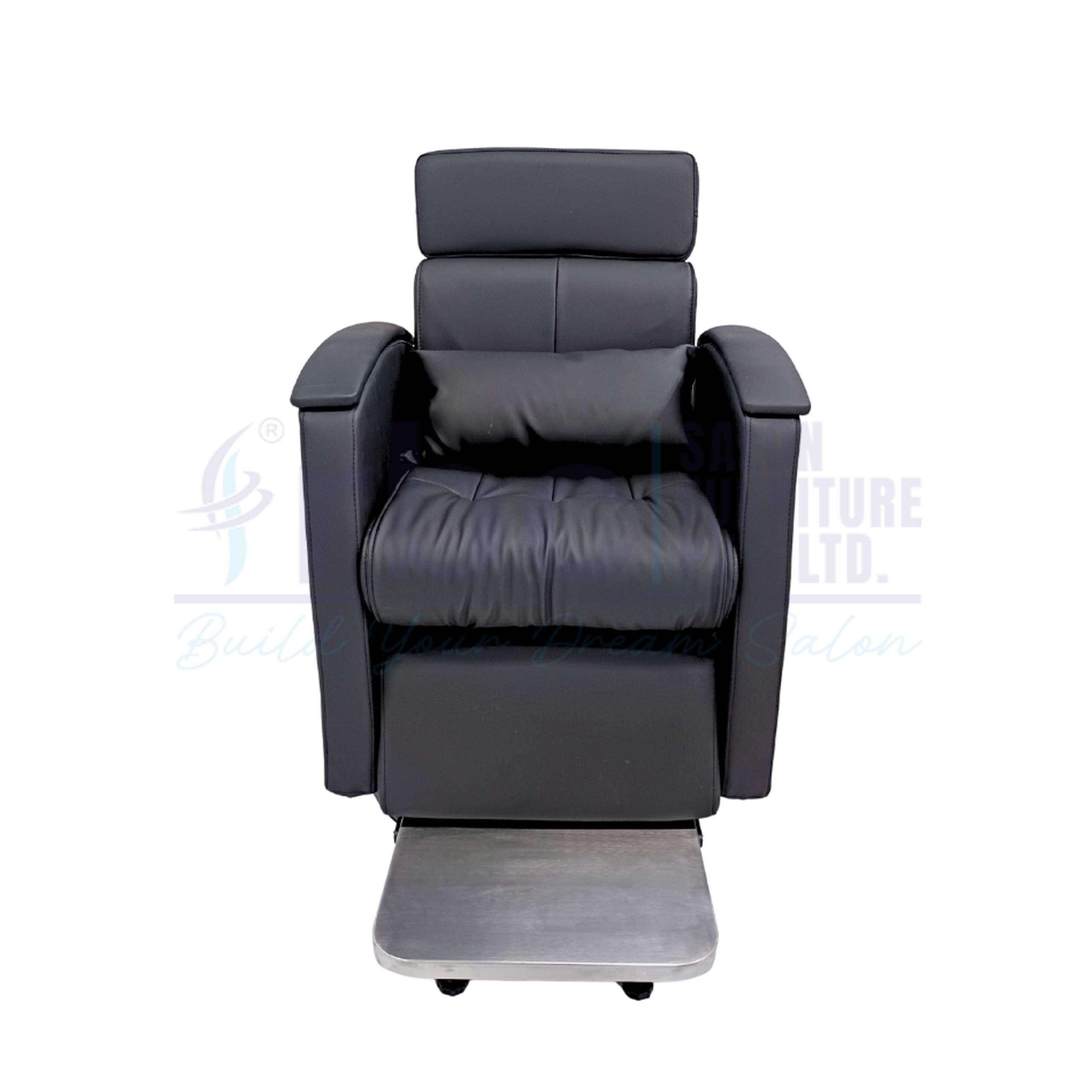 RBC 440 Premium Black Electric Reclining Salon Chair with Extended Leg Rest Side View