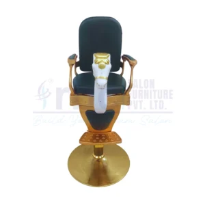 RBC Horse Design Kids Hydraulic Salon Chair with Gold Base and Black Sea