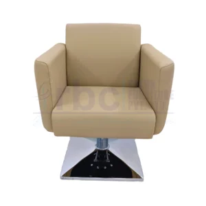 RBC 438 Premium Beige Modern Hydraulic Salon Chair with Chrome Square Base Front View