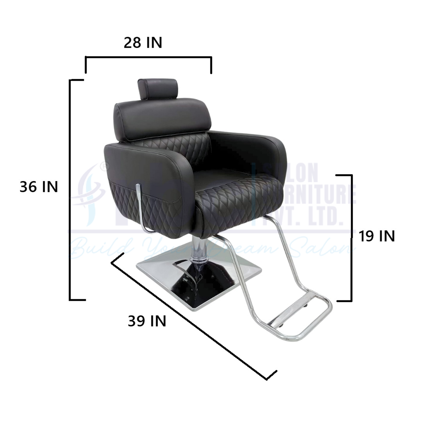 RBC 433 Premium Black Hydraulic Salon Chair with Chrome Base and Footrest