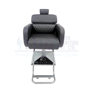 RBC 433 Premium Black Hydraulic Salon Chair with Chrome Base and Footrest