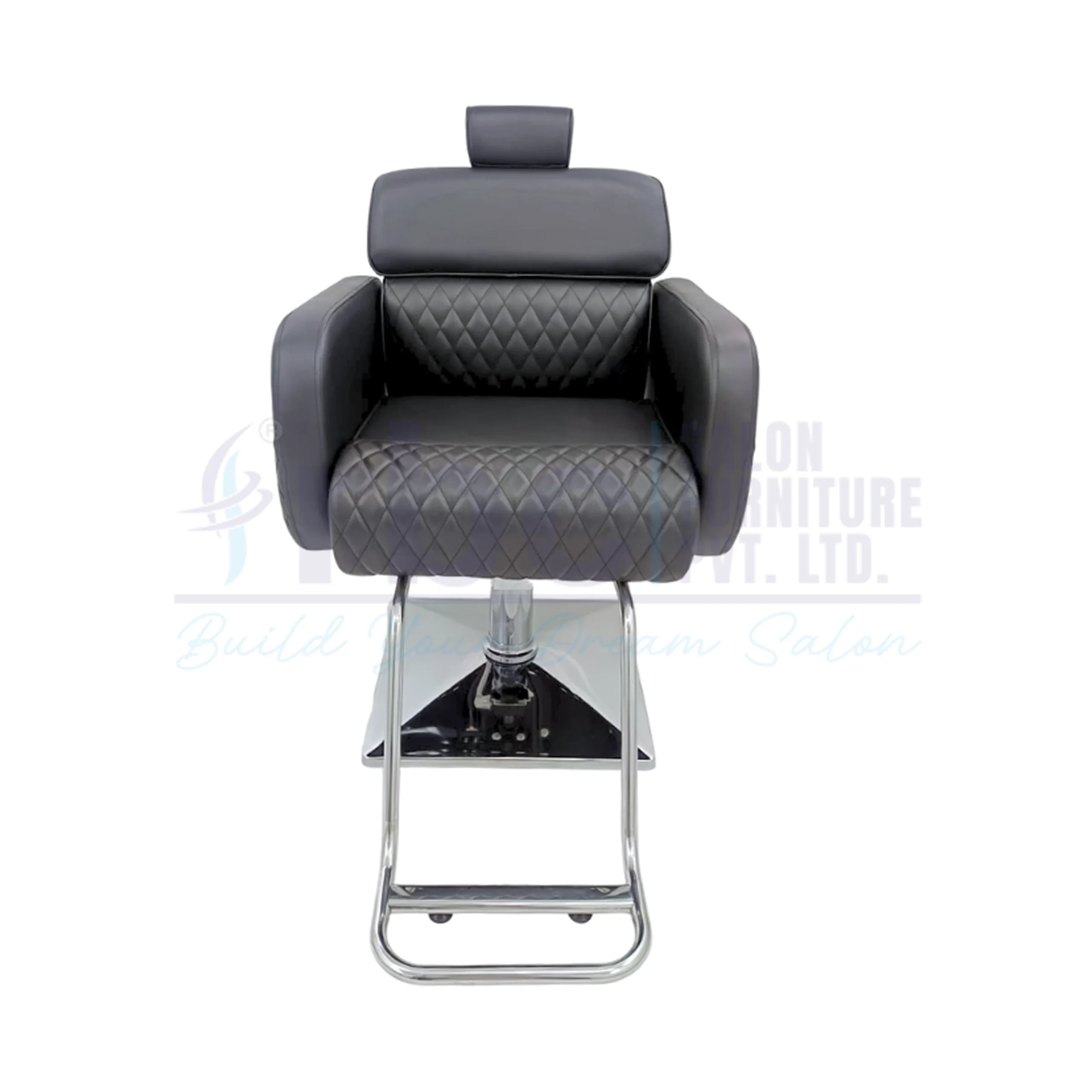 RBC 433 Premium Black Hydraulic Salon Chair with Chrome Base and Footrest