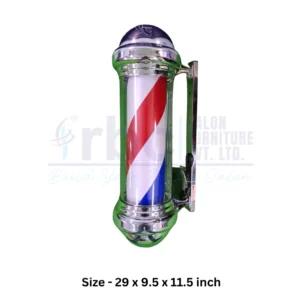 RBC BSP - 2 Chrome Rotating LED Barber Pole Light 29 Inch with Red White Blue Stripes and Chrome Wall Bracket