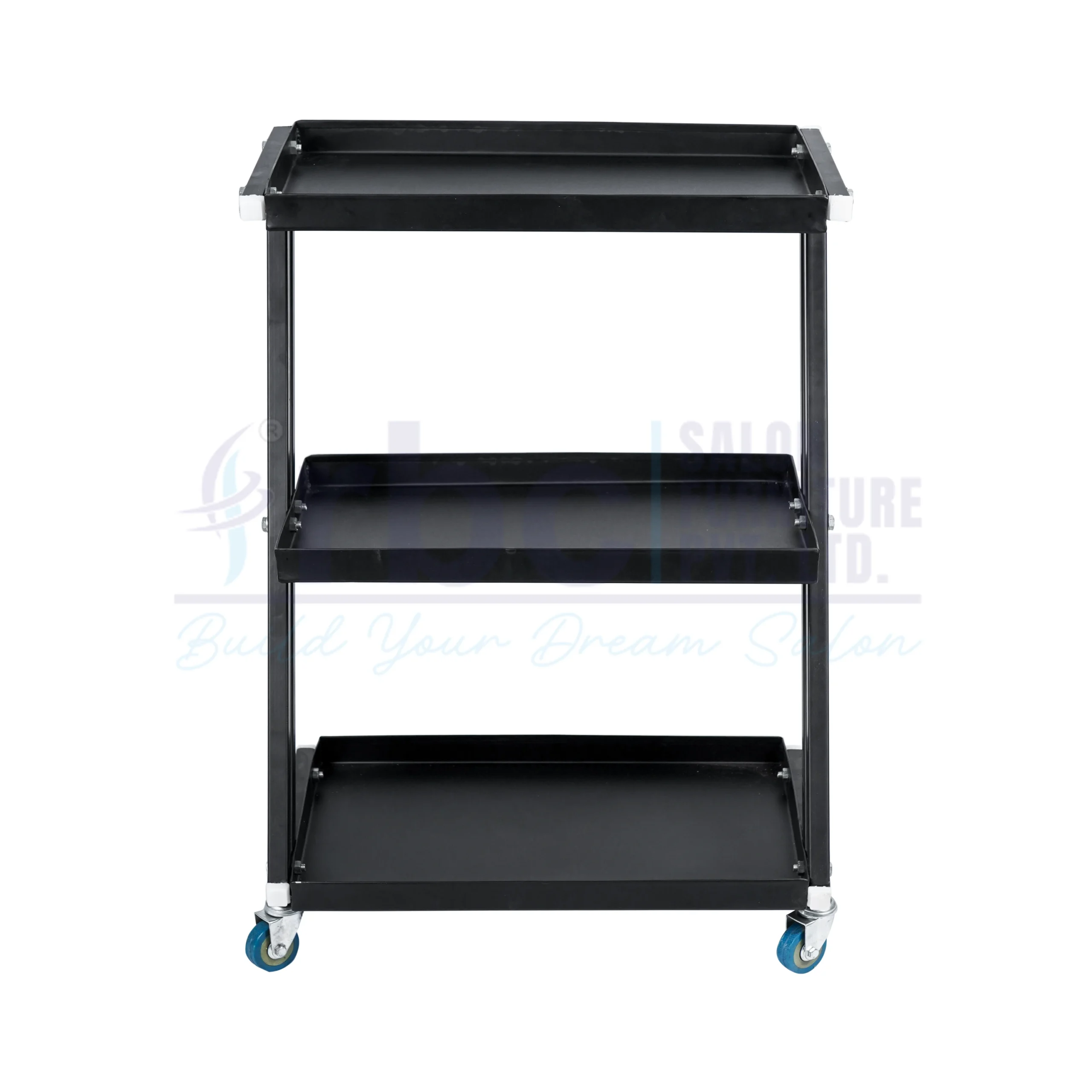 rbc 102 professional 3 tier black z frame metal salon utility trolley cart