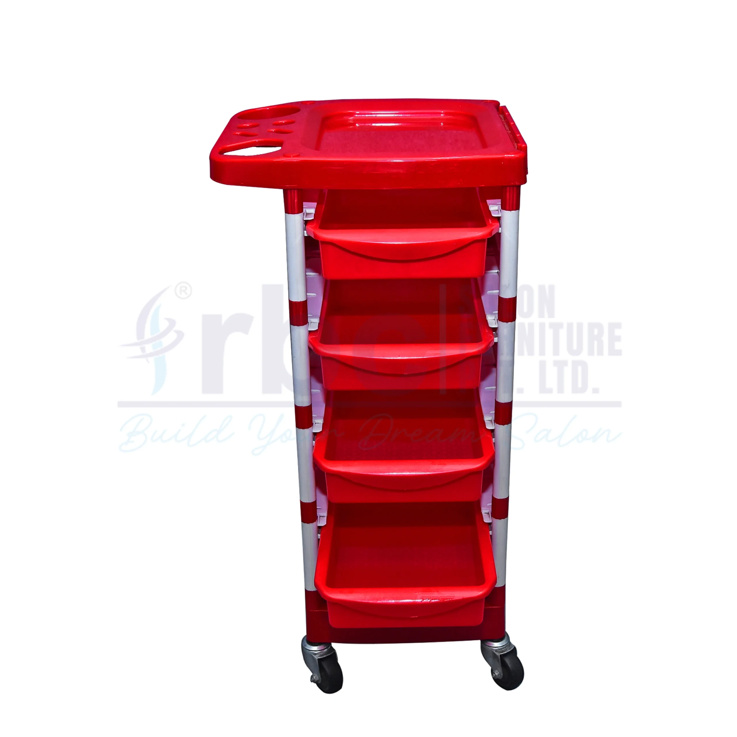 rbc 114 professional red and white salon storage trolley cart f