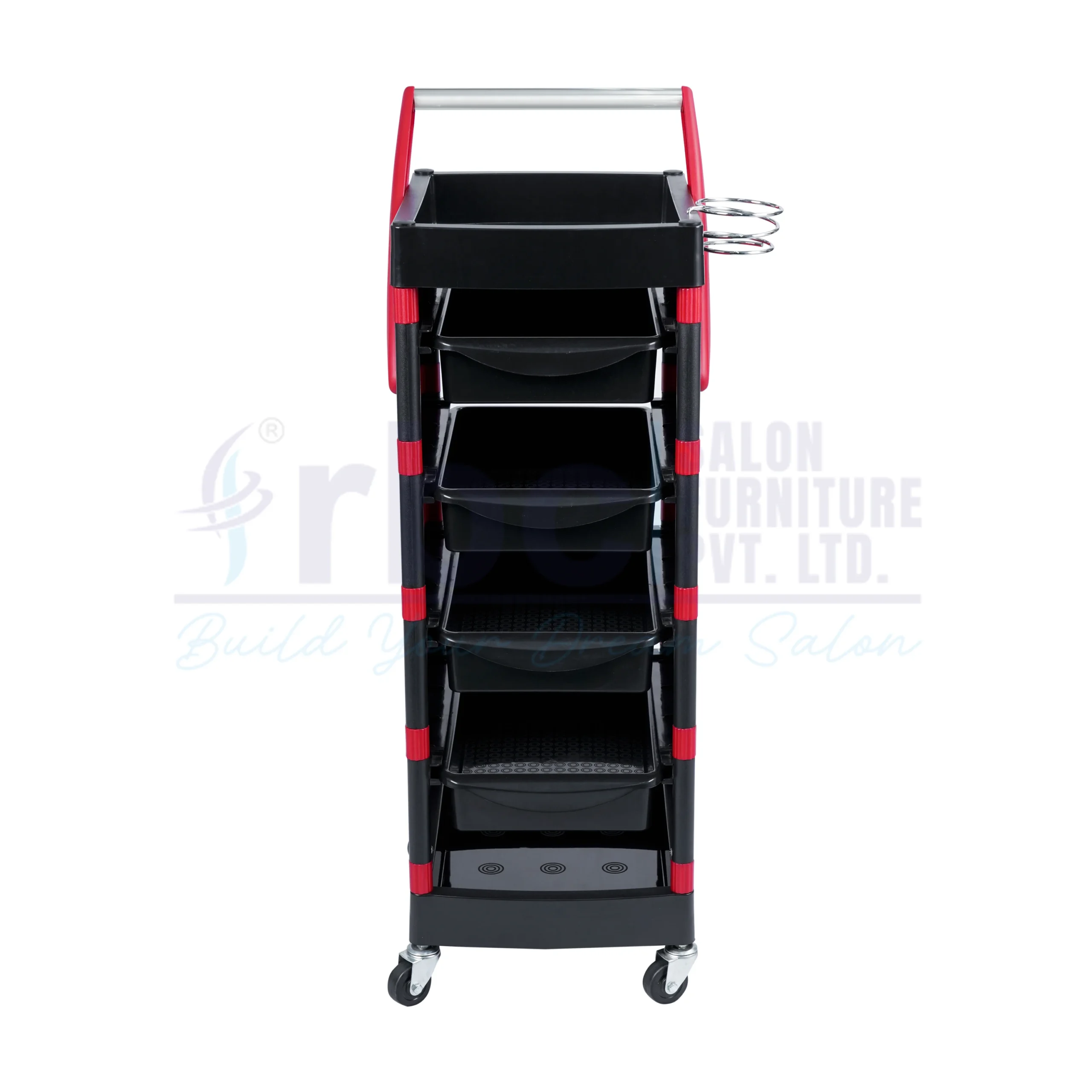 rbc 115 professional black & red salon storage trolley cart