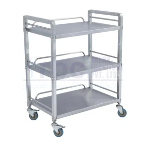 RBC 119 Professional Stainless Steel 3-Tier Salon Utility Trolley Cart with Protective Rails and Castor Wheels