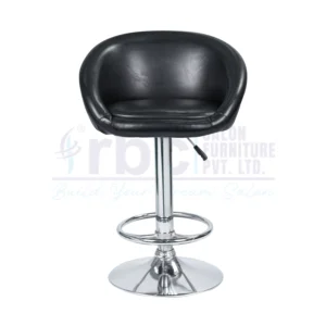 RBC 130 Professional Hydraulic Tub Bucket Seat Salon Chair Stool with Black Leatherette Seat, Chrome Footrest, and Circular Base