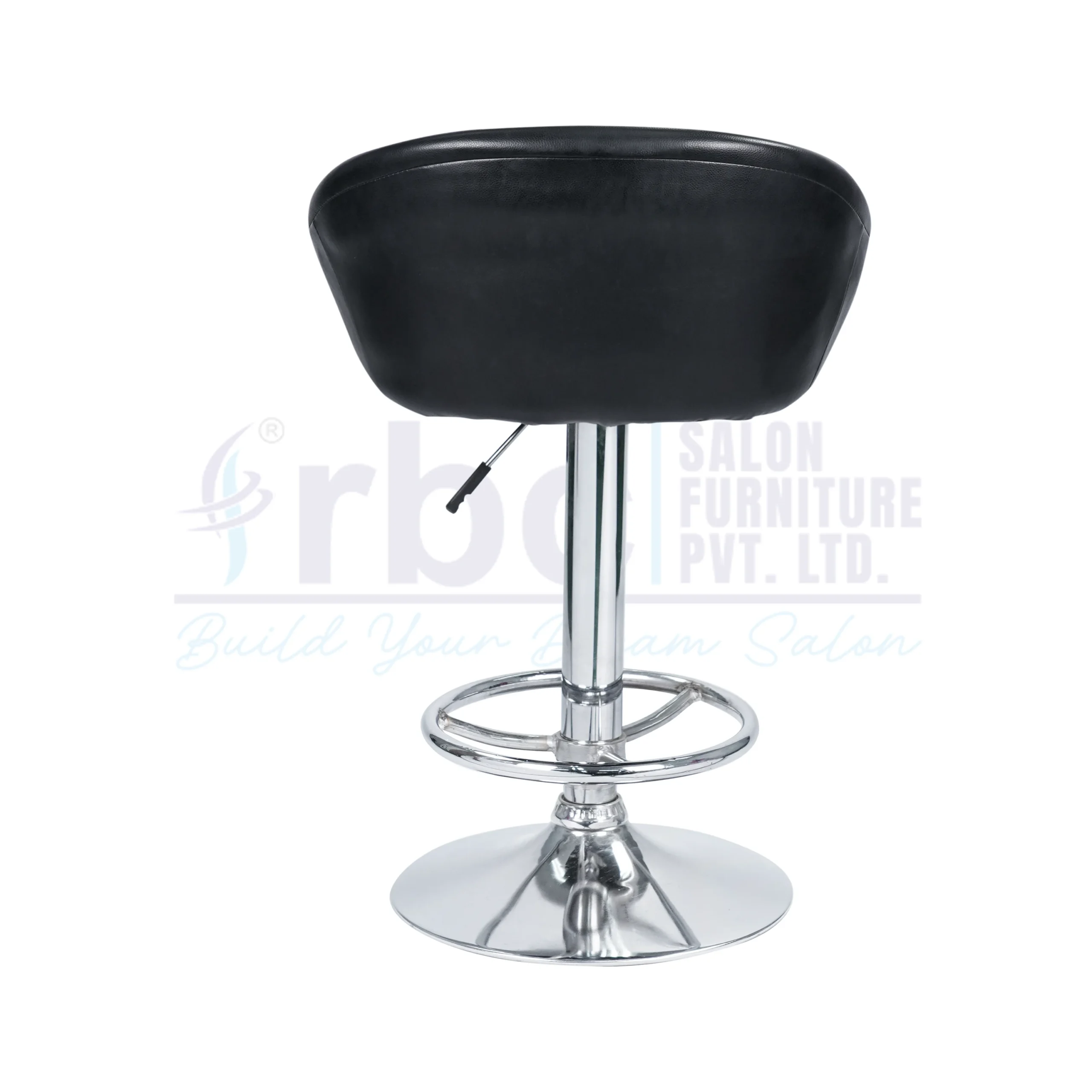 RBC 130 Professional Hydraulic Tub Bucket Seat Salon Chair Stool with Black Leatherette Seat, Chrome Footrest, and Circular Base