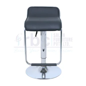 RBC 140 Professional Hydraulic Low-Back Salon Chair Stool with Black Leatherette Seat, Front Footrest Bar, and Chrome Disc Base