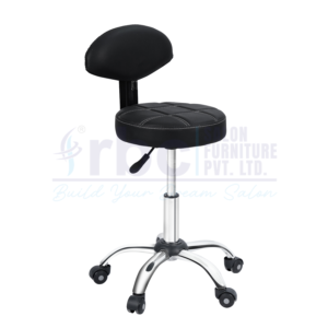 RBC 156 Professional Hydraulic Rolling Salon Stool Chair with Black Quilted Seat, Oval Backrest, and 5-Star Chrome Base