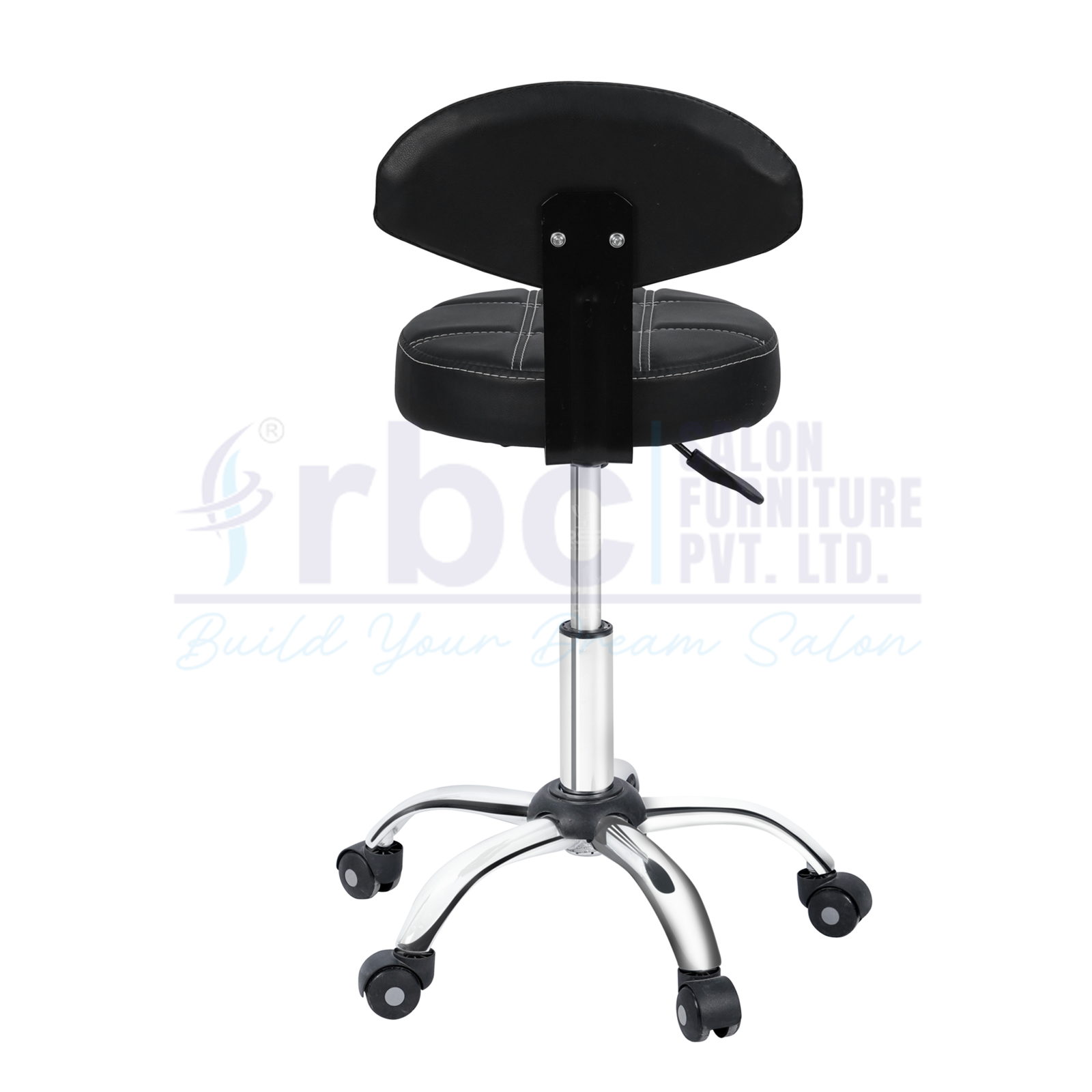 RBC 156 Professional Hydraulic Rolling Salon Stool Chair with Black Quilted Seat, Oval Backrest, and 5-Star Chrome Base