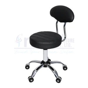 RBC 157 Professional Hydraulic Rolling Salon Stool Chair with Black Striped Seat, Oval Backrest, Chrome Support Rod, and 5-Star Wheel Base