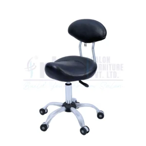 RBC 159 Professional Ergonomic Saddle Hydraulic Rolling Salon Stool Chair with Black Saddle Seat, Oval Backrest, and 5-Star Chrome Wheel Base