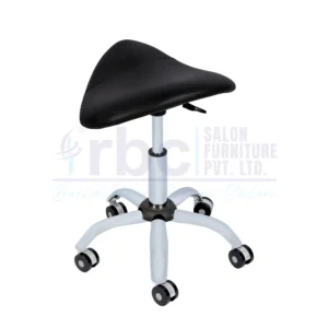 RBC 161 Professional Backless Ergonomic Triangular Saddle Hydraulic Rolling Salon Stool with Black Leatherette Seat and 5-Star Caster Base