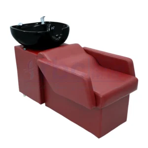 RBC 320 Maroon Reddish Brown Reclining Full Lounge Hair Spa Shampoo Station Bed with Black Ceramic Basin