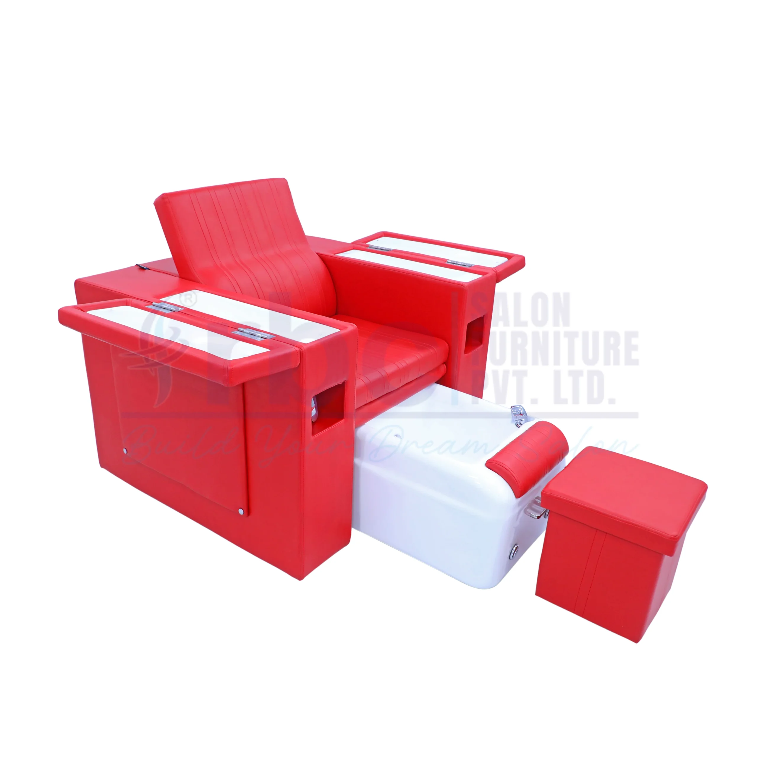 rbc 343 luxury red reclining manicure and pedicure station set b