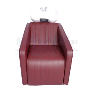 RBC 347 Maroon Burgundy Quilted Salon Shampoo Station Chair with White Ceramic Basin