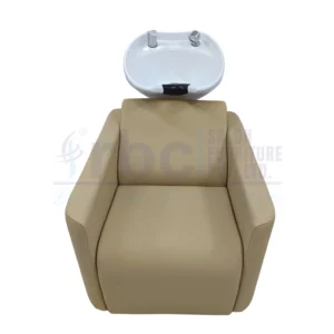 RBC 350 Dual-Tone Beige and White Salon Shampoo Station Chair with White Ceramic Basin