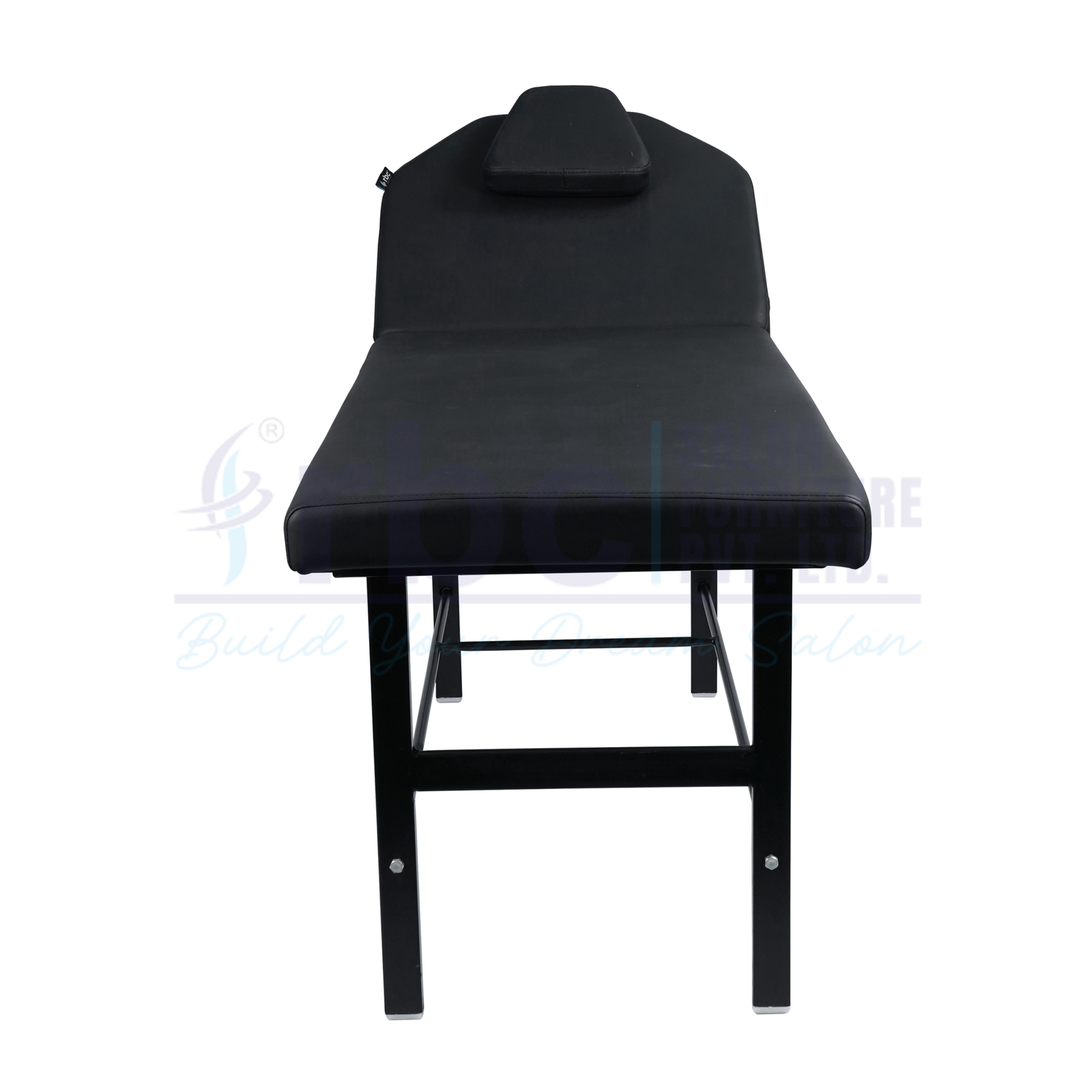 RBC 501 Black Leatherette Metal Frame Spa Massage Bed with Adjustable Backrest and Head Pillow